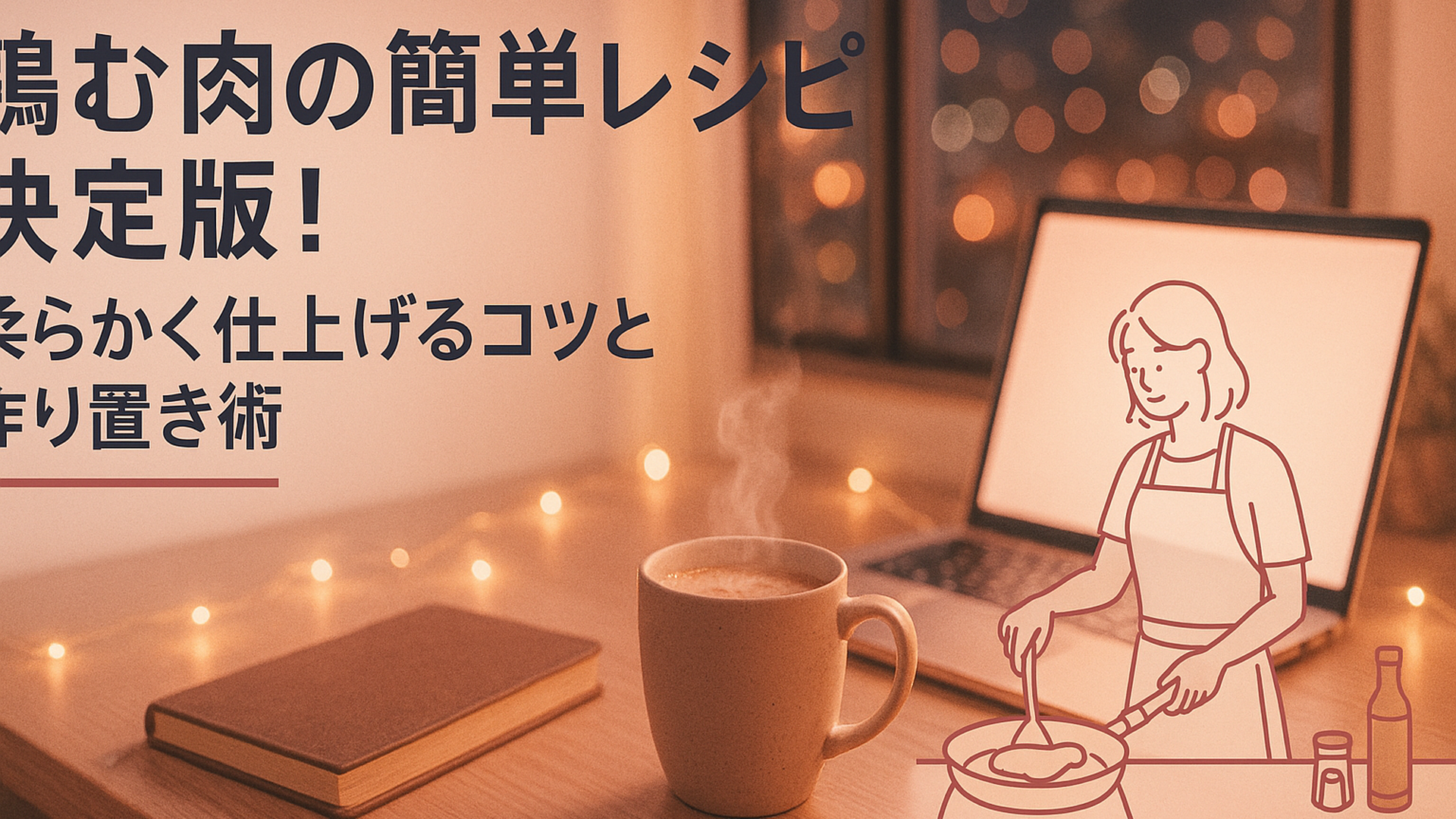 キッチンで鶏むね肉を調理する温かな家庭料理の風景
