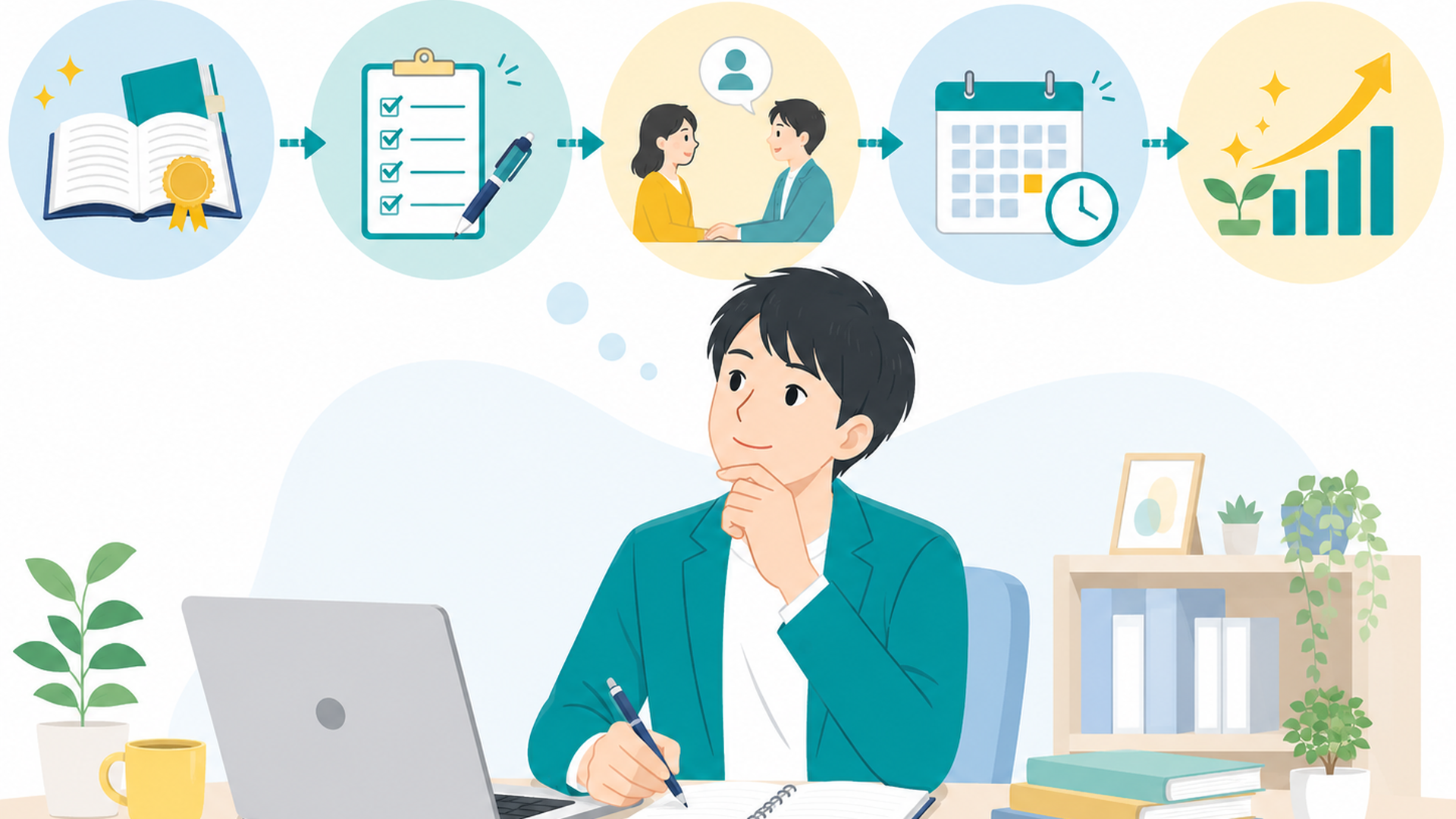 FP副業を始める5つのステップを確認する会社員