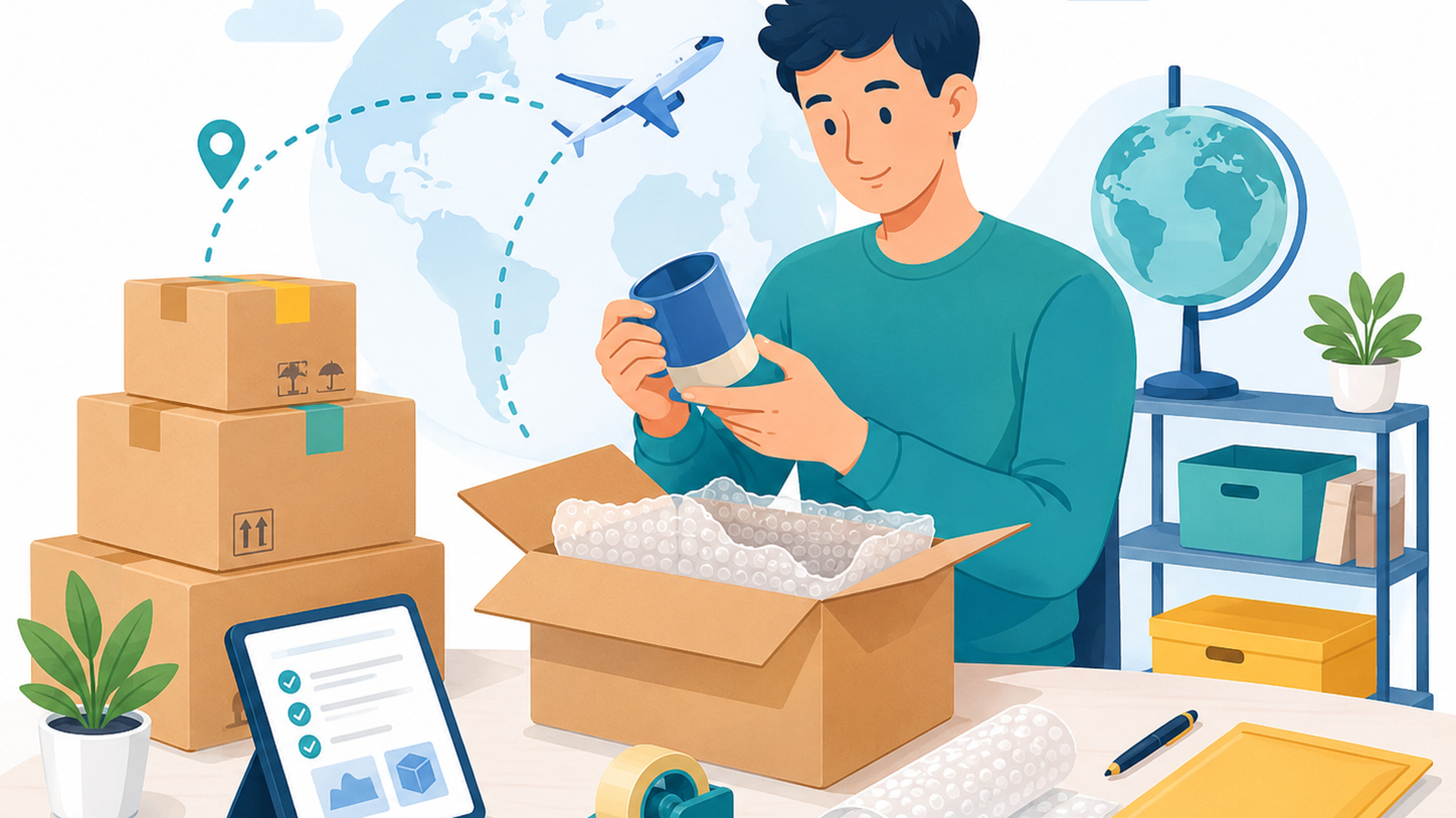 海外発送する商品を検品し梱包するeBay出品者